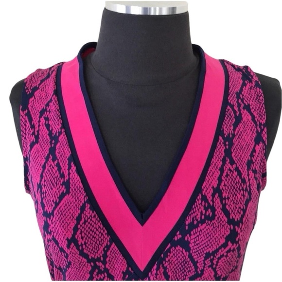 Michael Kors Pink and Navy Blue Snake Skin Print Maxi Dress - Picture 3 of 6